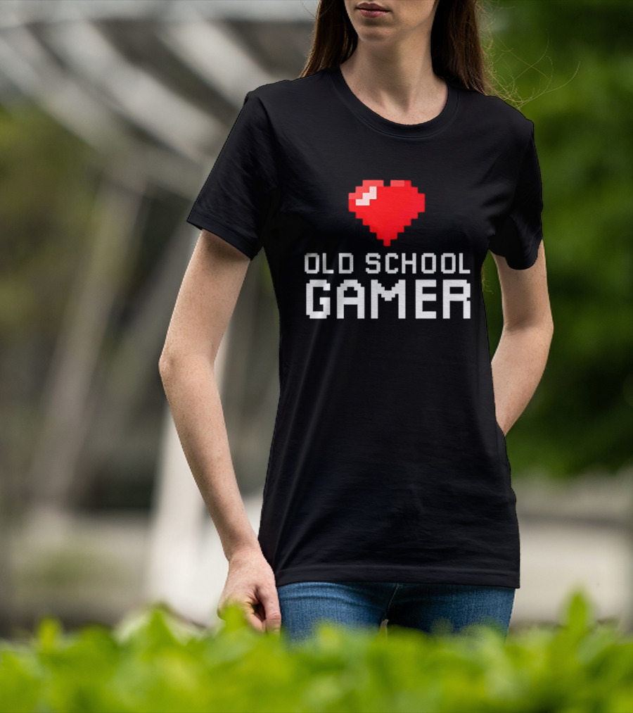 Pixel Heart Old School Gamer T-Shirt