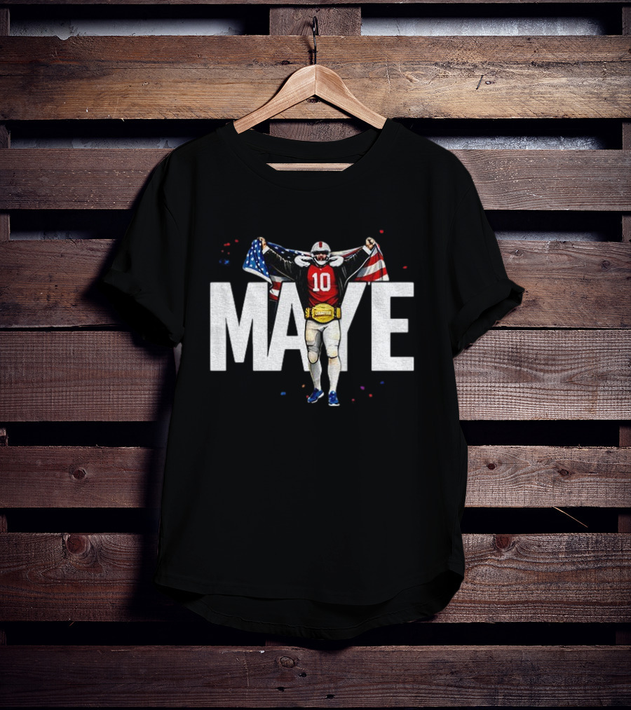 Drake Maye 10 New England Patriots 2026 American Flag Champion T-Shirt