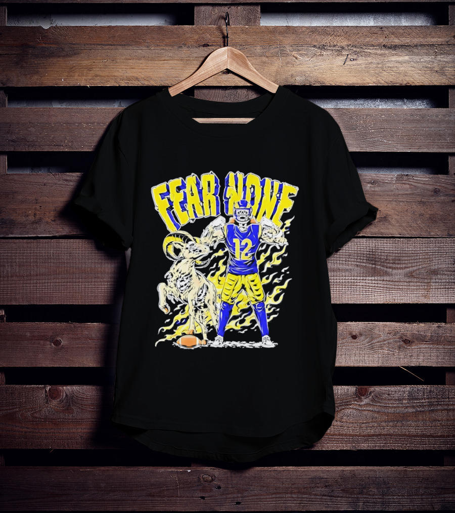 Puka Nacua Fear None 12 Los Angeles Rams Football Skeleton T-Shirt