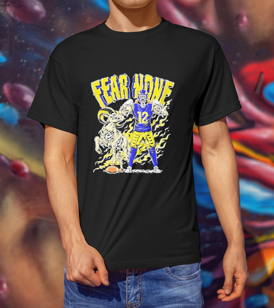 Puka Nacua Fear None 12 Los Angeles Rams Football Skeleton T-Shirt