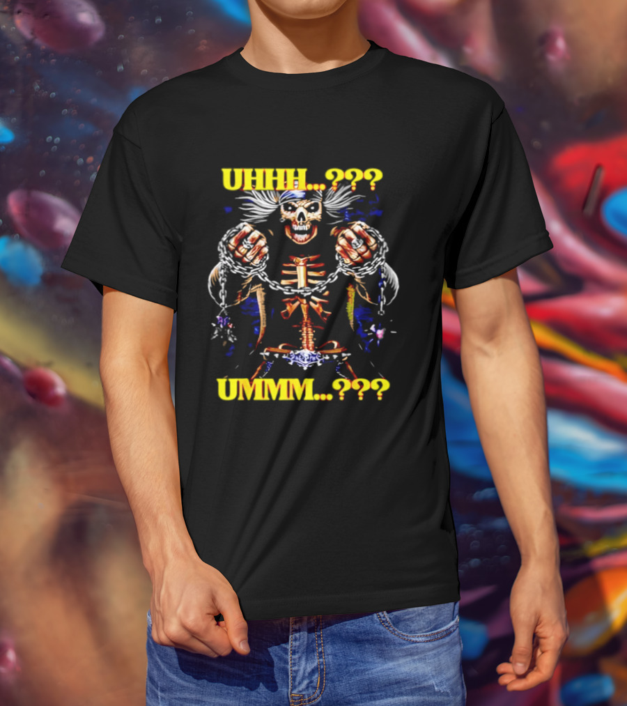 Skeleton Uhhh Ummm Horror Question Marks T-Shirt