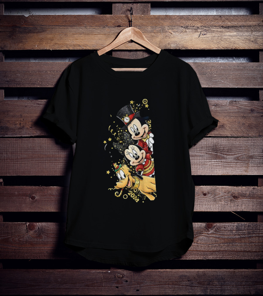 Mickey Mouse Happy New Year 2023 Pluto Minnie Celebration T-Shirt