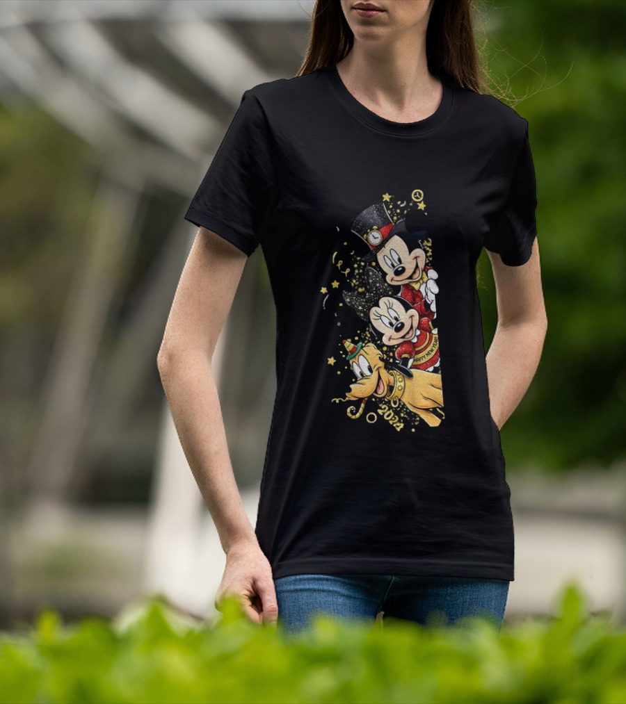 Mickey Mouse Happy New Year 2023 Pluto Minnie Celebration T-Shirt