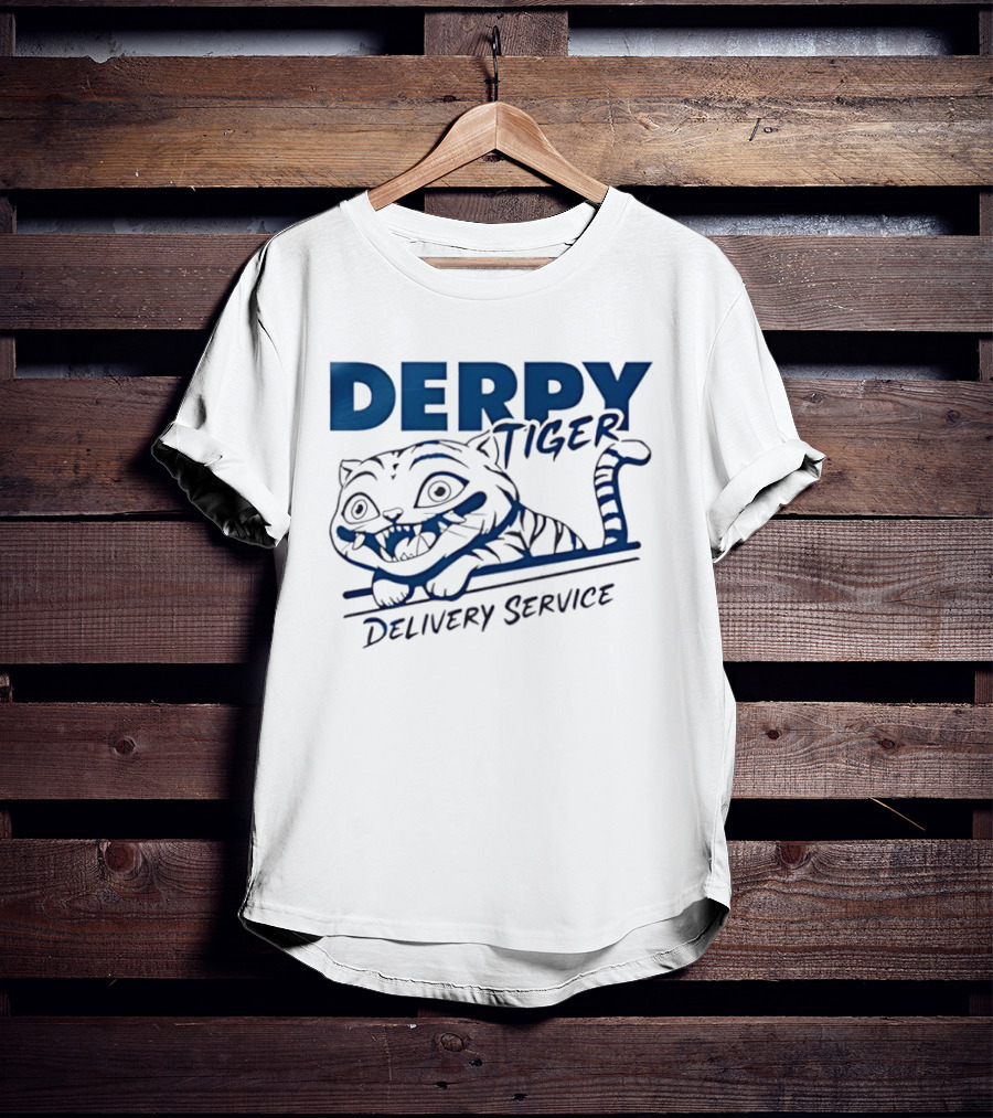 Derpy Tiger Delivery Service Cute Cartoon Animal T-Shirt