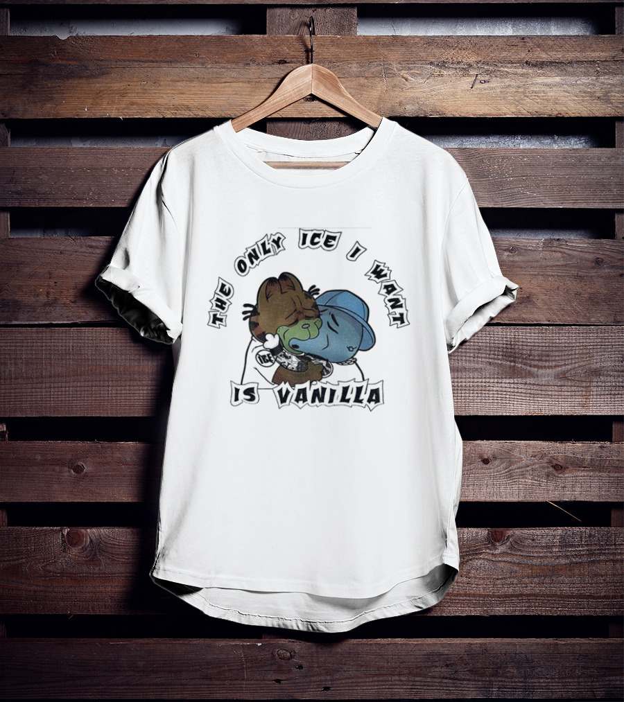 Orange Cat The Only Ice I Want Is Vanilla Hugging T-Shirt