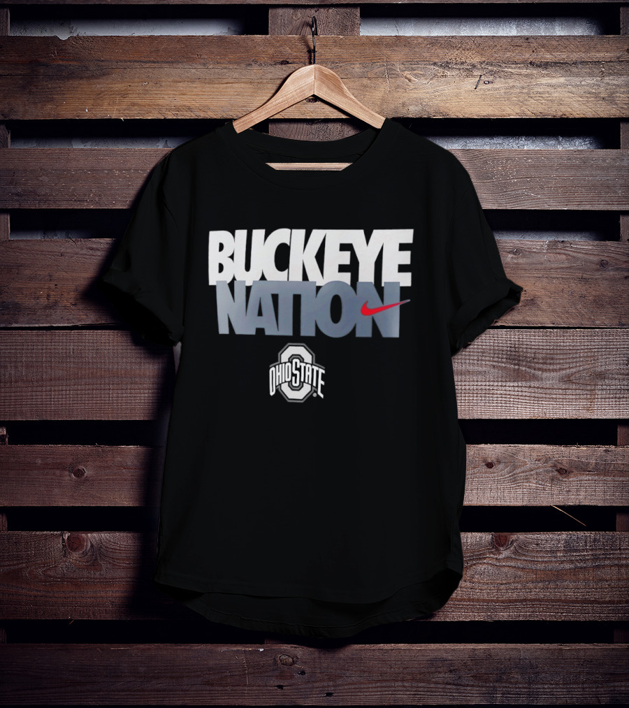 Buckeye Nation Ohio State O H I O Nike Swoosh Collegiate Gear T-Shirt