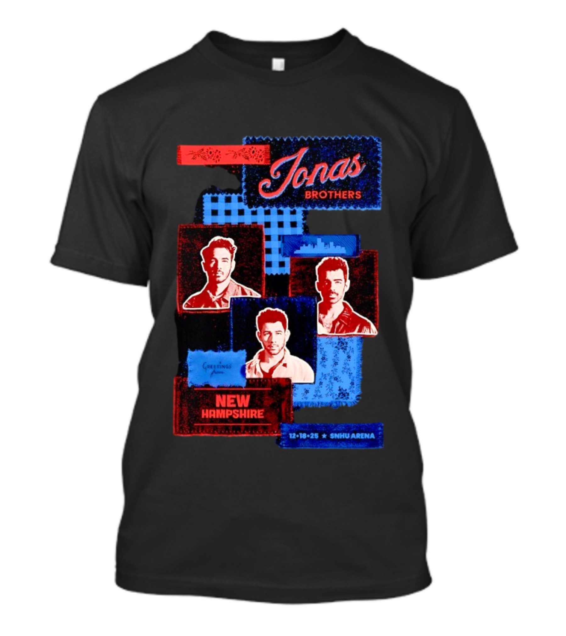 Jonas Brothers Greetings Your Hometown Manchester NH 12 18 25 SNHU Arena New Hampshire T-Shirt