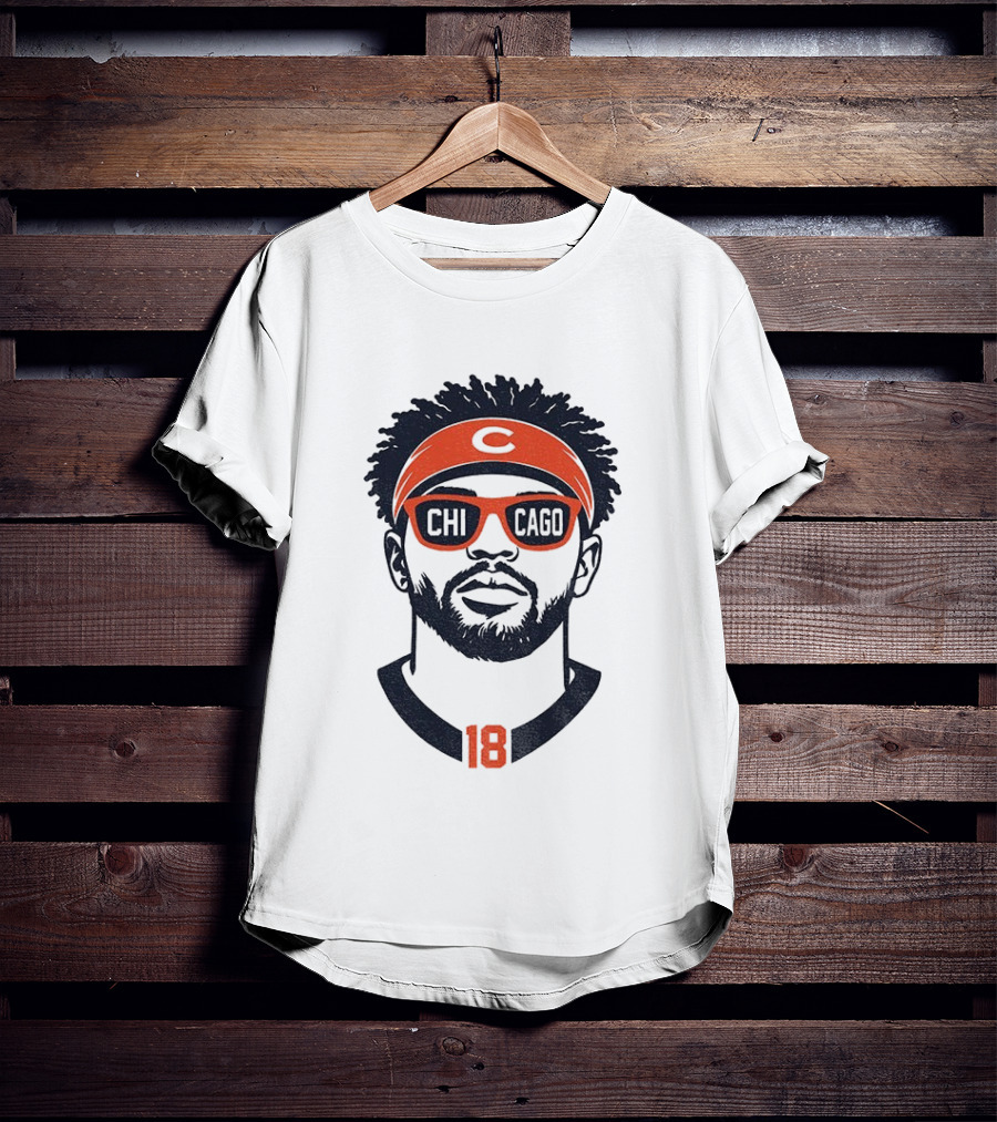 Caleb Williams 18 Chicago Bears Cartoon Sunglasses Headband T-Shirt