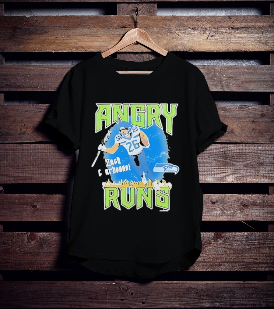 Seattle Seahawks Zach Charbonnet Angry Runs NFL Football 26 Seahawks Fan Gear T-Shirt