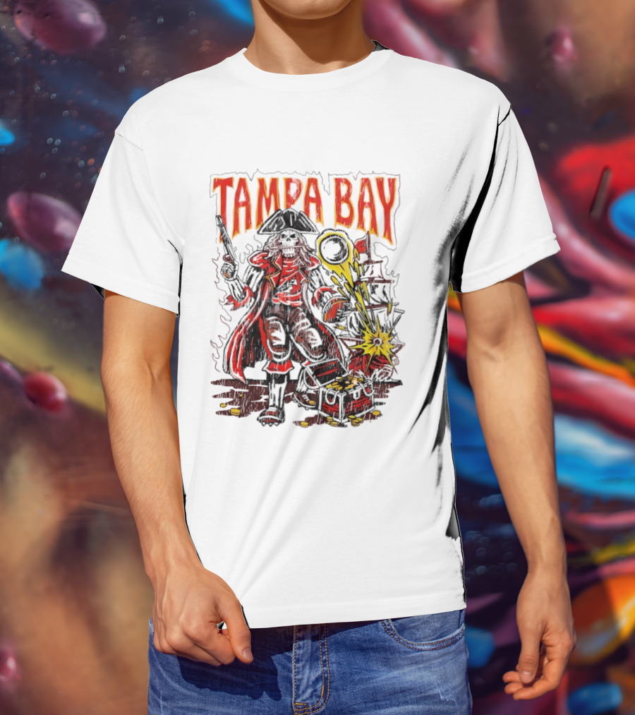 Tampa Bay Pirate Skeleton Exploding Cannonball T-Shirt