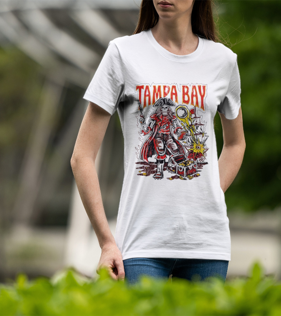 Tampa Bay Pirate Skeleton Exploding Cannonball T-Shirt