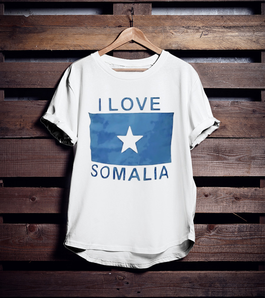 I Love Somalia Flag Blue Star T-Shirt