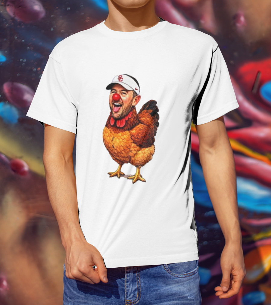 USC Coach Lincoln Riley Chicken Parody With Red Nose Clown Face T-Shirt