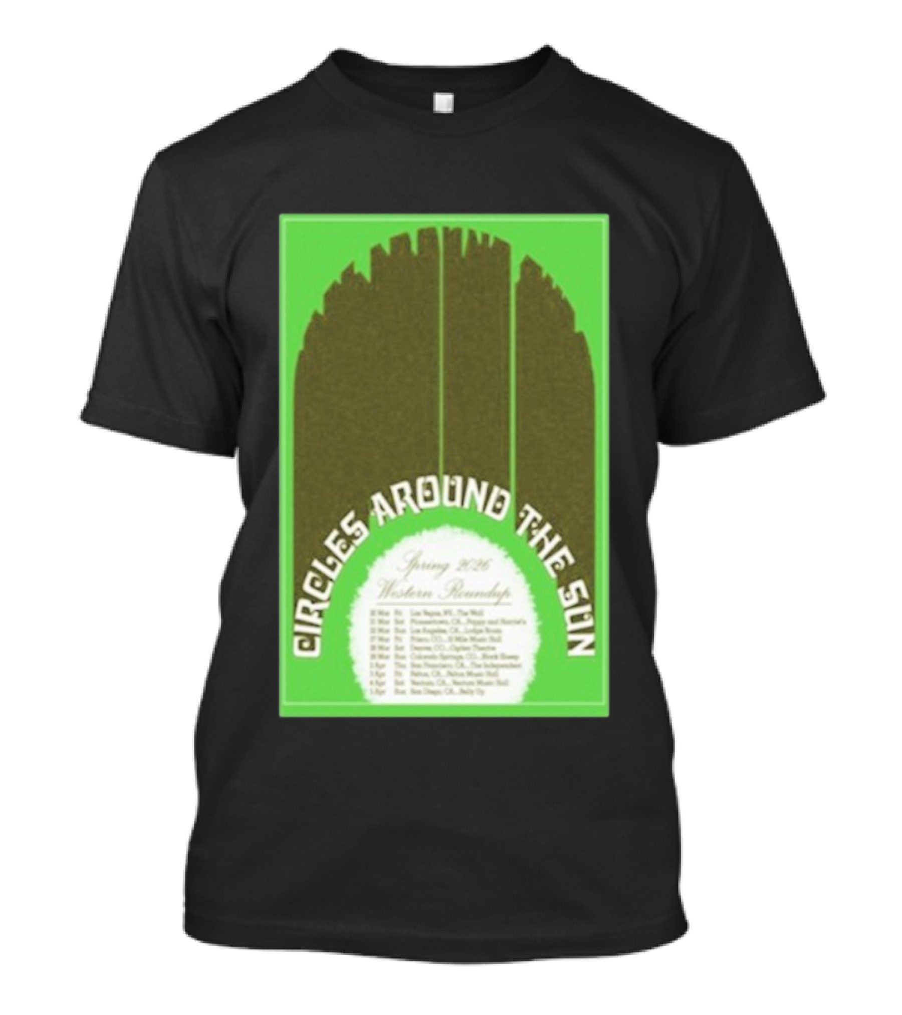 Circles Around The Sun Spring 2026 Western Roundup Tour Dates T-Shirt
