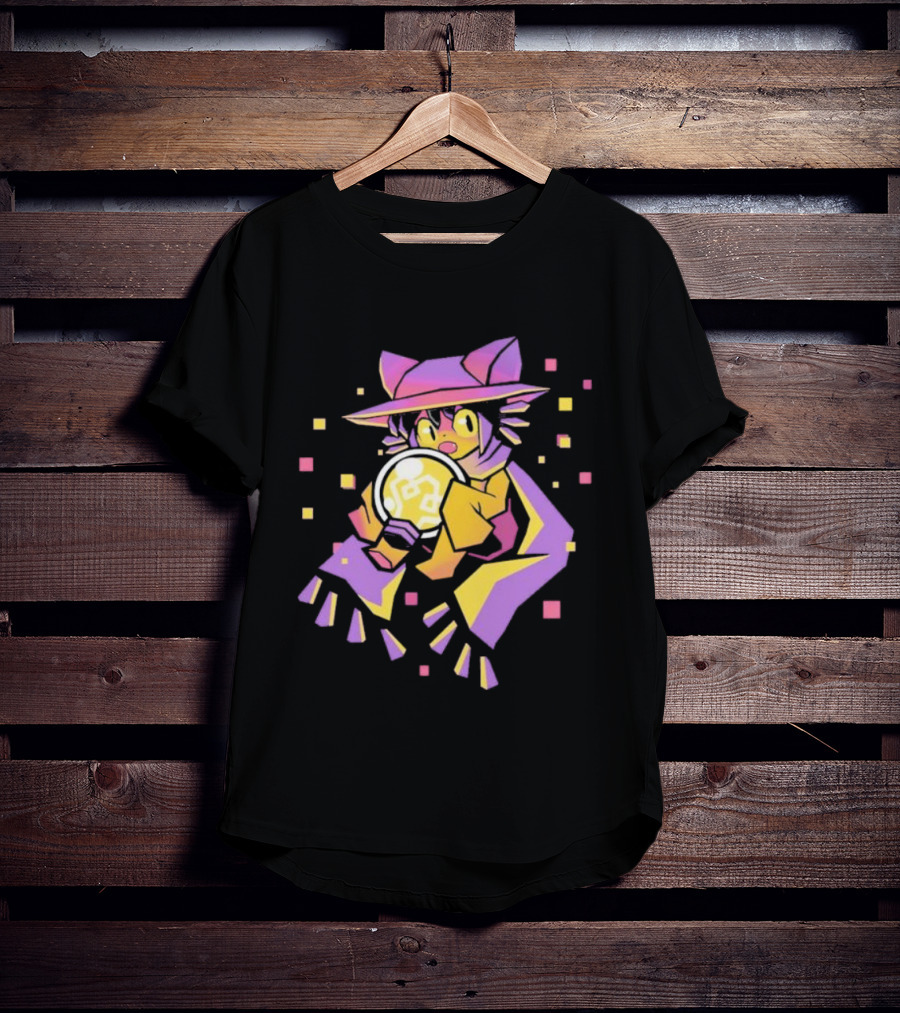 OneShot Niko Holding Lightbulb Pixel Art Purple Yellow T-Shirt