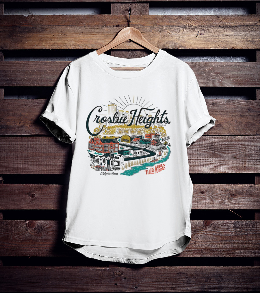 Crosbie Heights Tulsa City Riverfront Neighborhood Scene T-Shirt