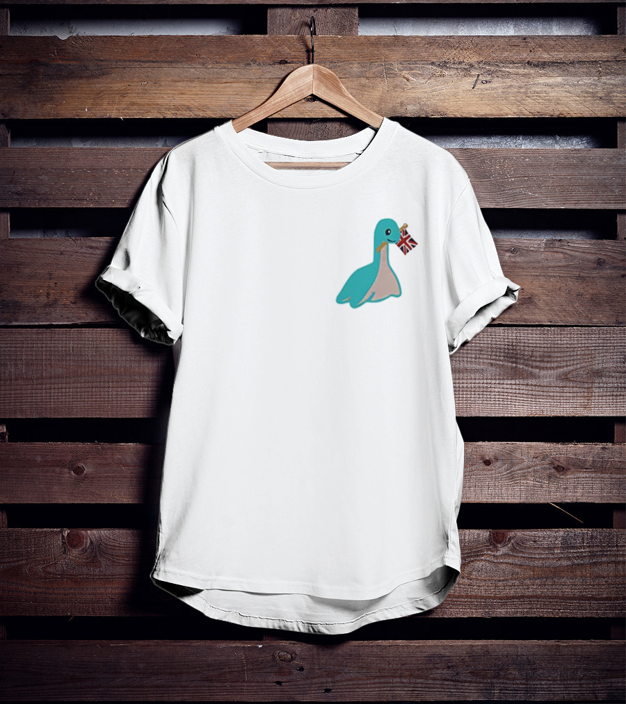 Cute Nessie Loch Ness Dinosaurs British Flag Union Jack T-Shirt