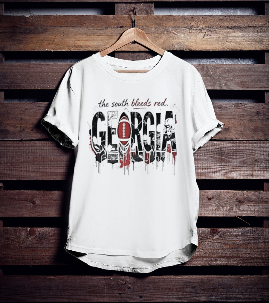 Georgia Bulldogs Football The South Bleeds Red Lights T-Shirt