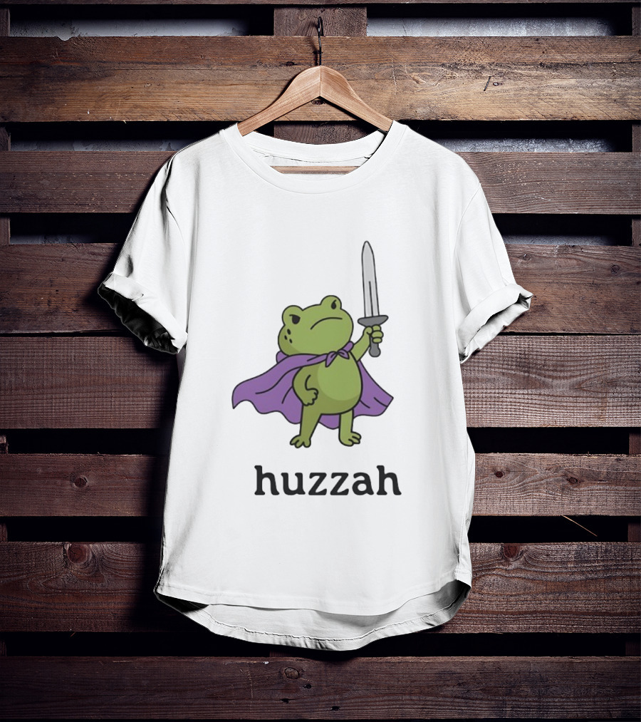 Huzzah Frog Purple Cloak Sword T-Shirt