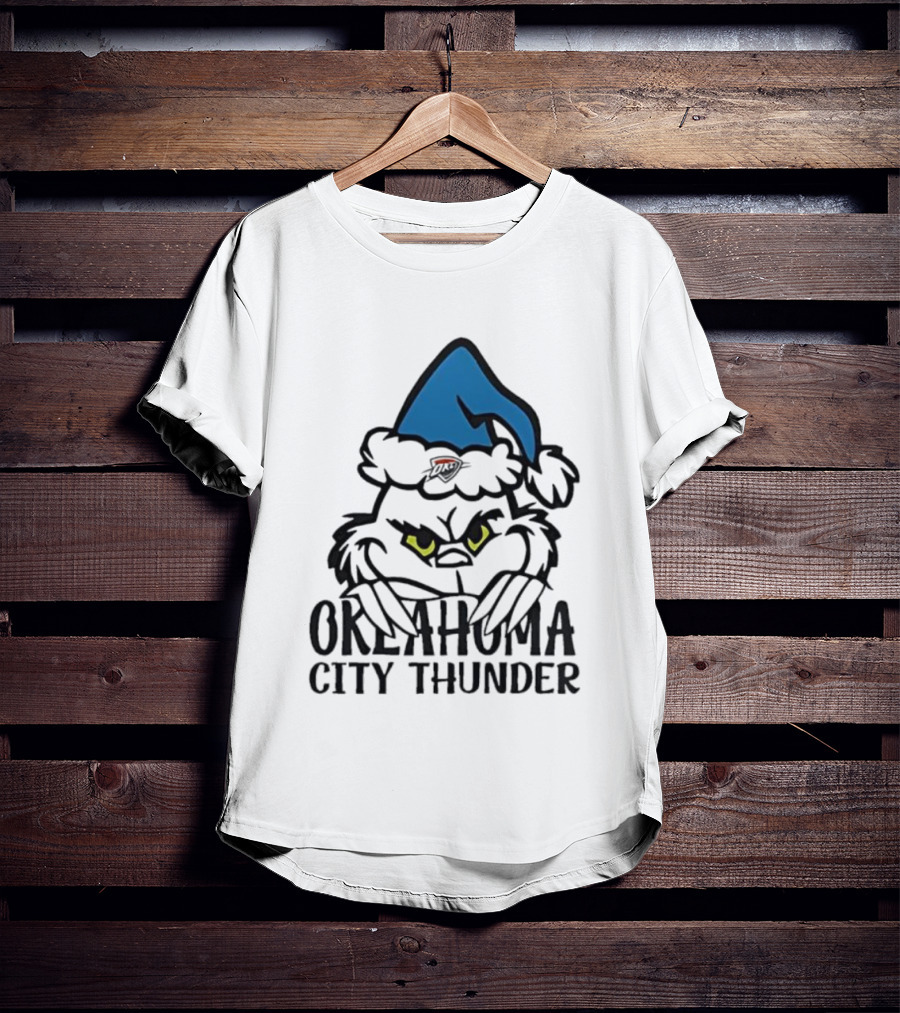 Okahoma City Thunder Grinch Holiday Santa Hat Christmas T-Shirt