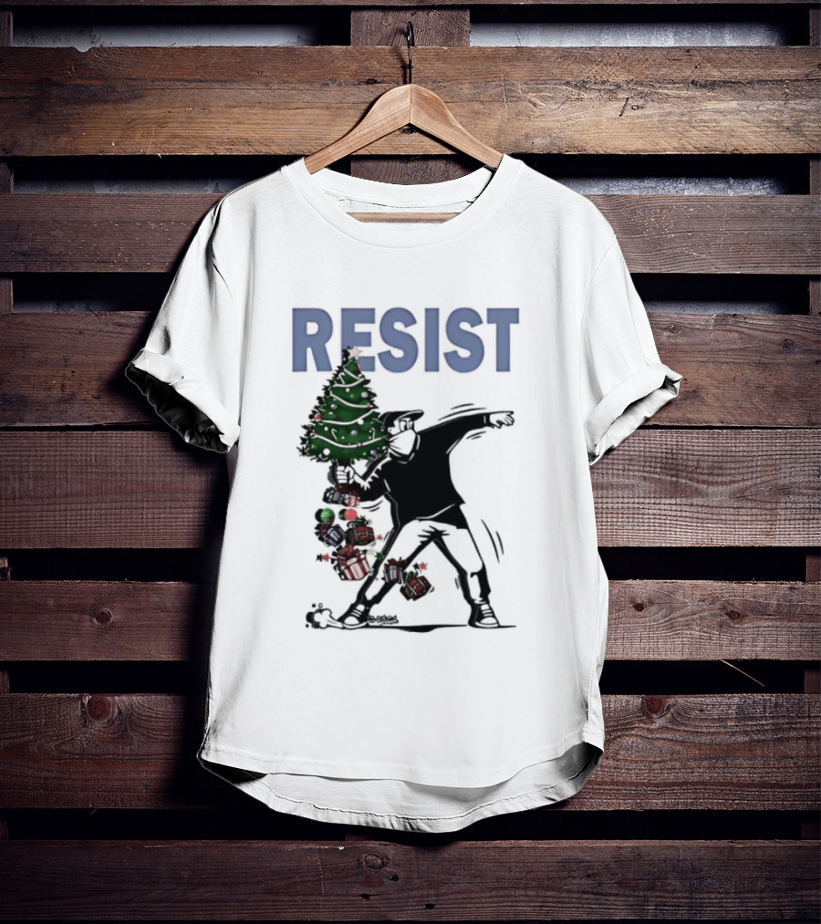 Resist Christmas Tree Throwing Festive Revolution T-Shirt