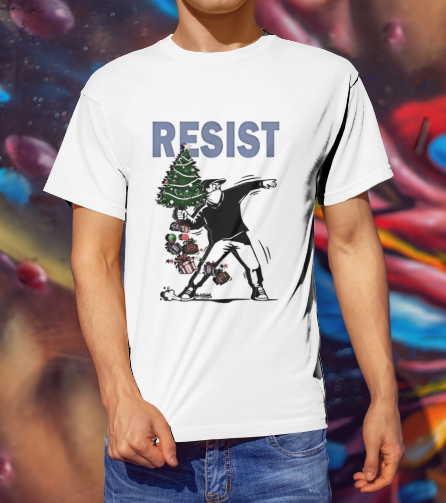Resist Christmas Tree Throwing Festive Revolution T-Shirt