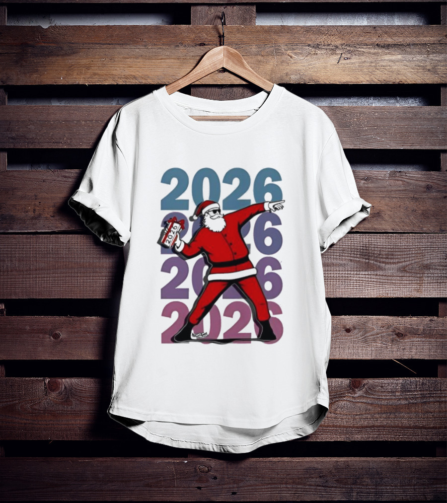 Dancing Santa 2026 Countdown Bold Repeat T-Shirt