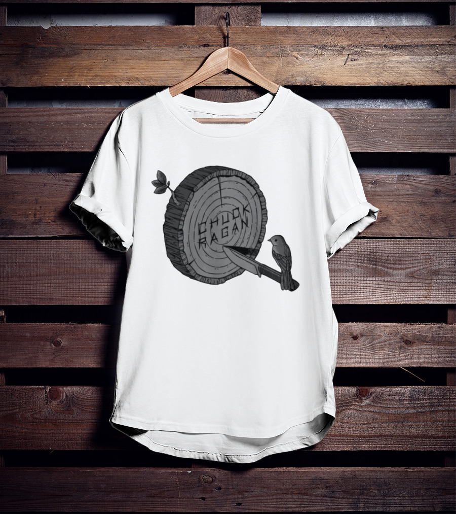 Chuck Ragan Target Practice Woodblock Bird Knife T-Shirt