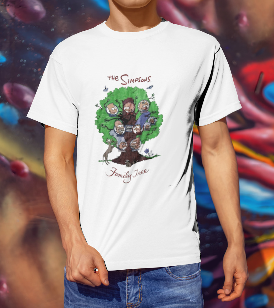 The Simpsons Family Tree Illustration With Iconic Characters Doubling As Branches T-Shirt
