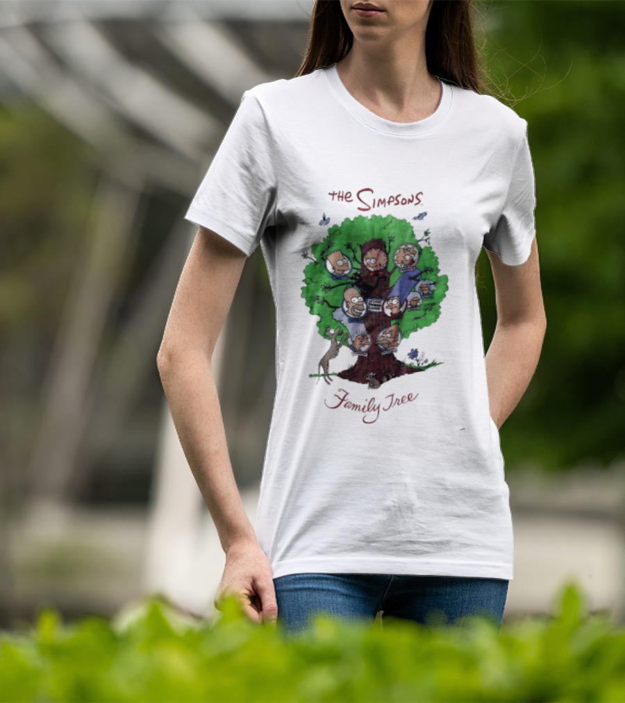 The Simpsons Family Tree Illustration With Iconic Characters Doubling As Branches T-Shirt