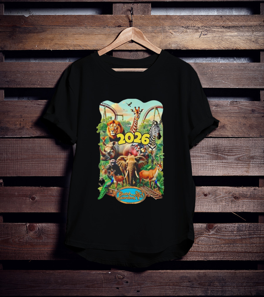 Busch Gardens 2026 Animals Lion Elephant Giraffe Zebra Tampa Roller Adventure T-Shirt