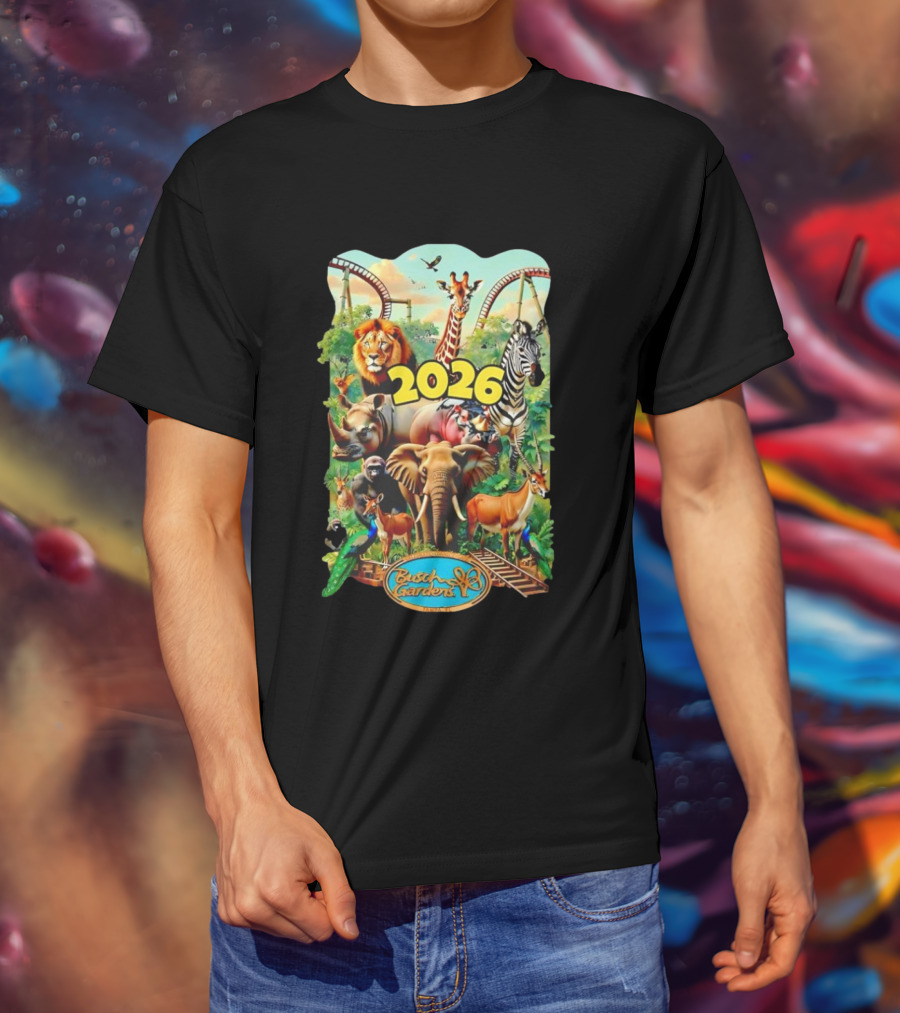 Busch Gardens 2026 Animals Lion Elephant Giraffe Zebra Tampa Roller Adventure T-Shirt