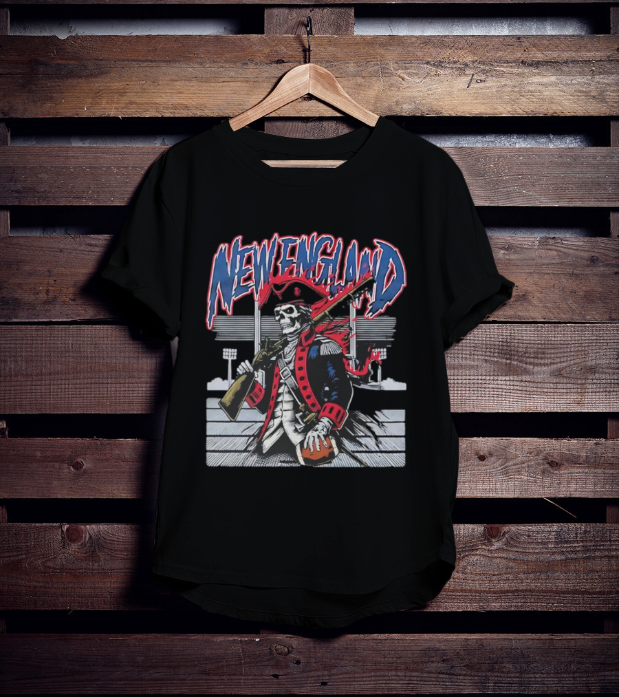 New England Patriots Skeleton With Musket And Football T-Shirt