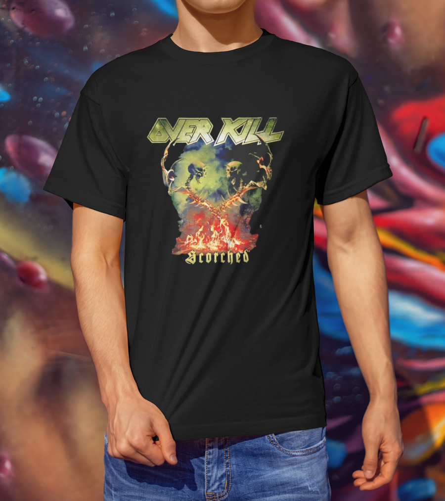 Overkill Scorched Skull Flames Tour Night T-Shirt
