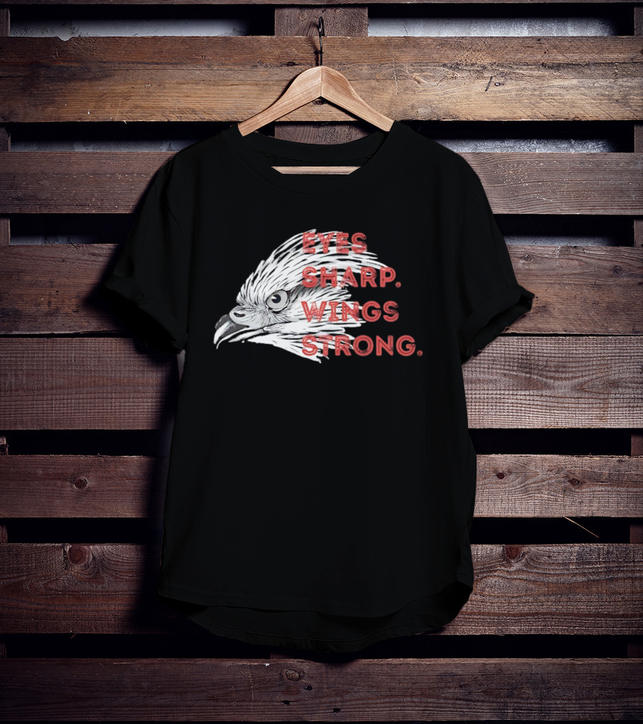 Raptor Bird Head Eyes Sharp Wings Strong T-Shirt