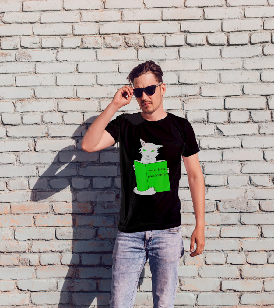 Schrodinger’s Cat Reading Book Physics Journal Erwin Schrodinger T-Shirt