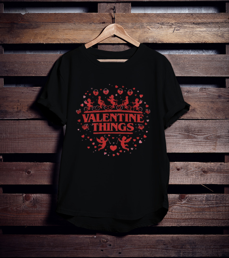 Valentine Things Romantic Cupid Hearts And Monsters T-Shirt