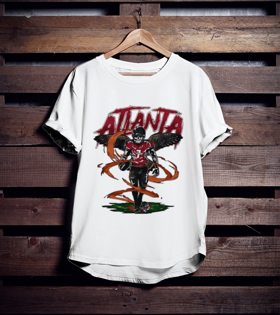 Atlanta Falcons Skeleton Football Player With Red Jersey And Wings T-Shirt