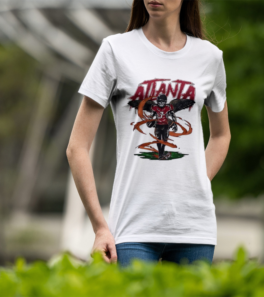 Atlanta Falcons Skeleton Football Player With Red Jersey And Wings T-Shirt