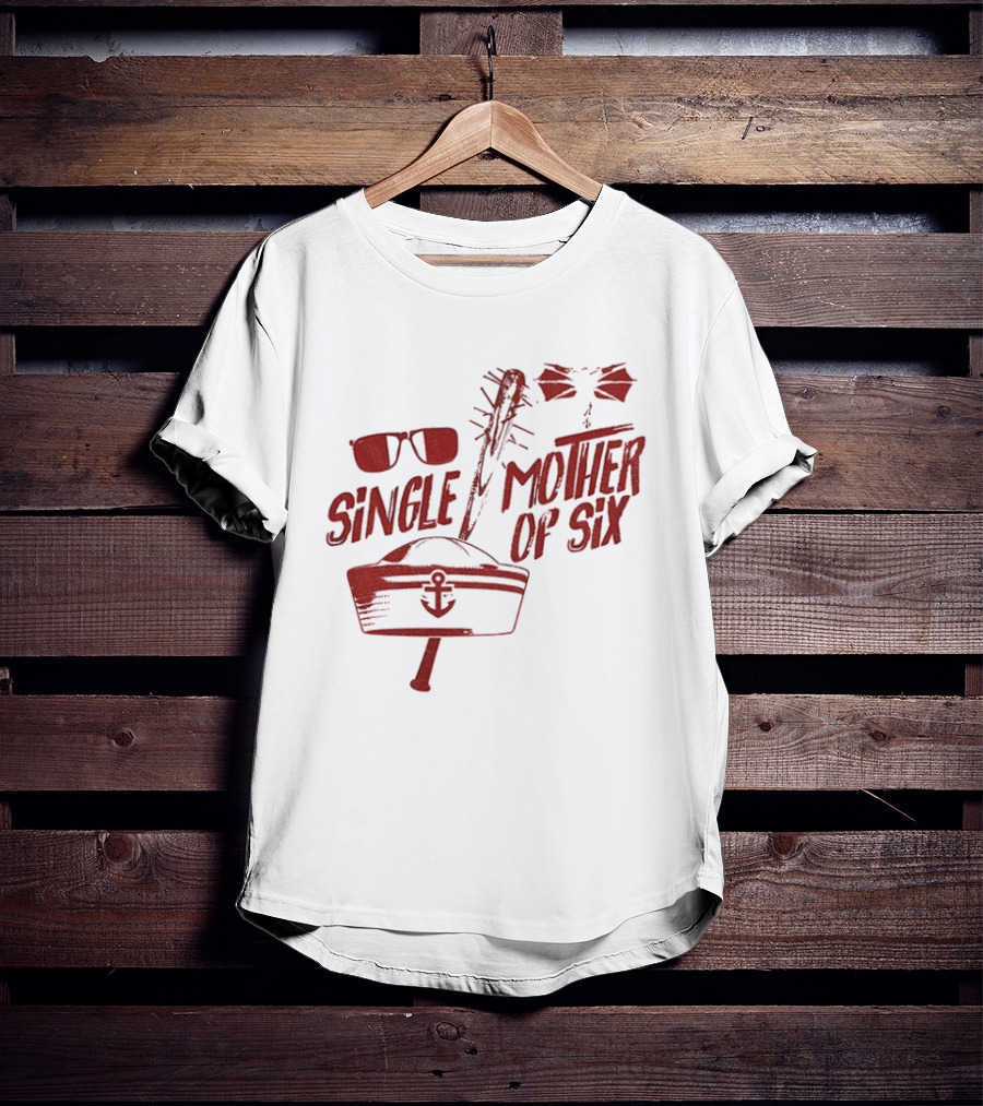 Retro 80s Single Mother Of Six Baseball Bat Sunglasses Anchor T-Shirt