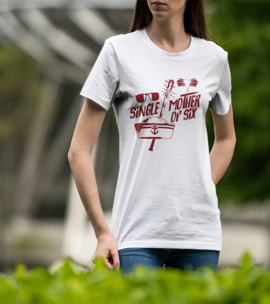 Retro 80s Single Mother Of Six Baseball Bat Sunglasses Anchor T-Shirt