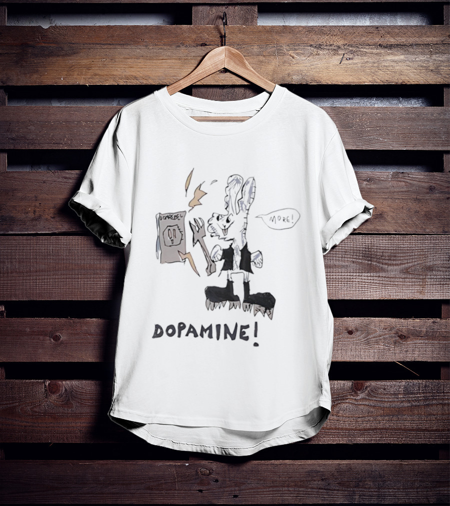 Dopamine Energized Bunny Cartoon Fun Humor T-Shirt