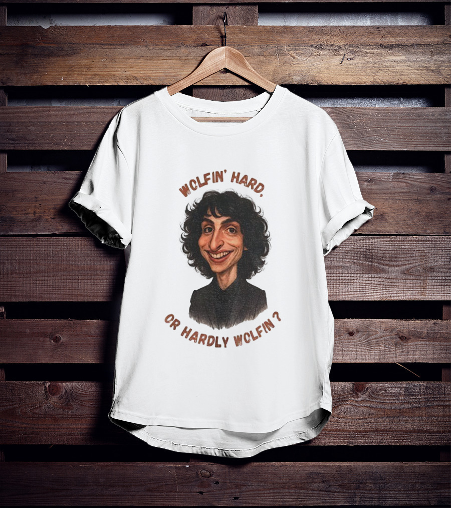 Finn Wolfhard Stranger Things Caricature Wolfin’ Hard Or Hardly Wolfin T-Shirt