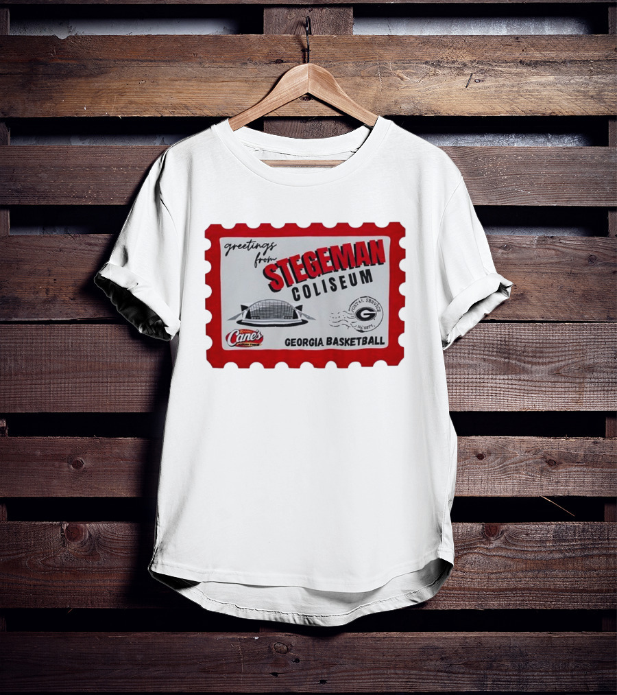 Greetings From Stegeman Coliseum Georgia Basketball Stamp Raising Cane's T-Shirt