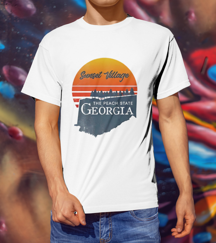 Sunset Village The Peach State Georgia T-Shirt
