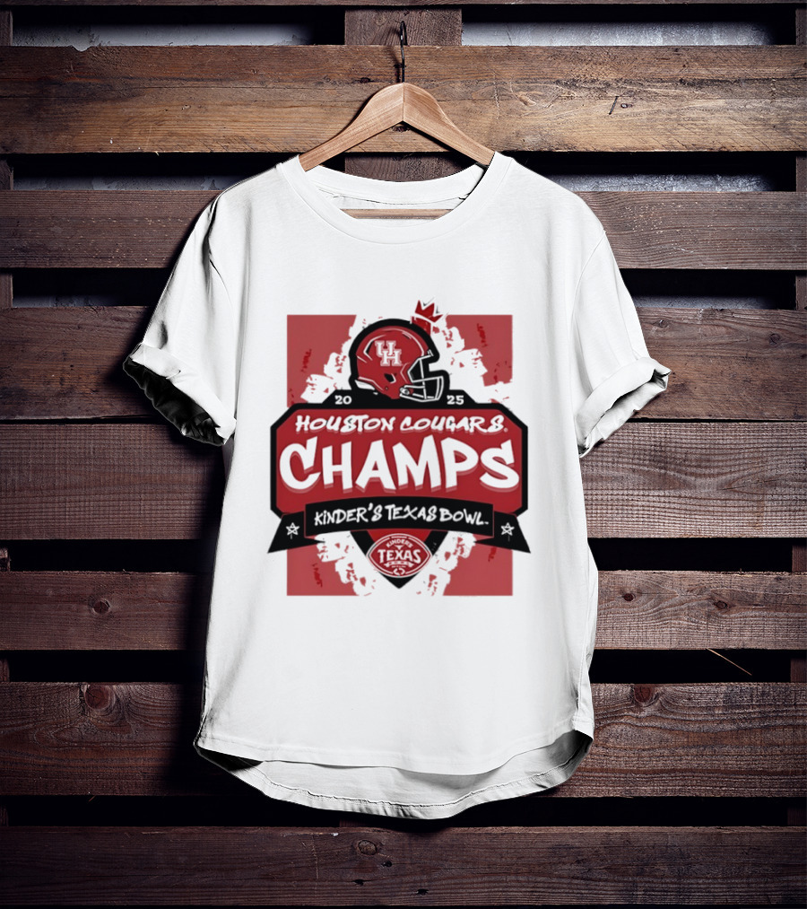 Houston Cougars Champs Kinder's Texas Bowl UH Helmet Football Victory 2025 T-Shirt