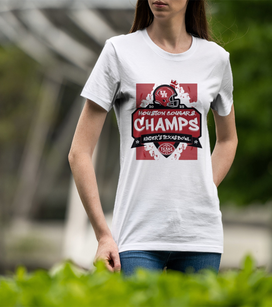 Houston Cougars Champs Kinder's Texas Bowl UH Helmet Football Victory 2025 T-Shirt