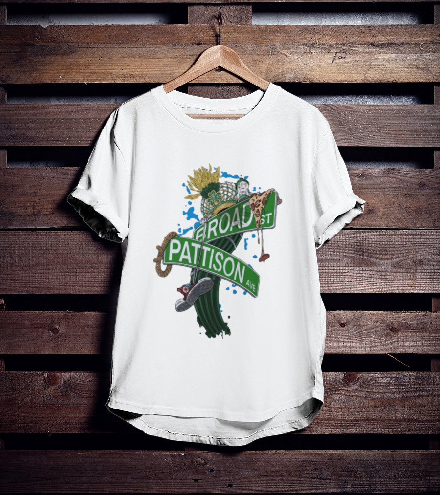 Philadelphia Eagles Broad St Pattison Ave Street Signs Pizza Cheesesteak Sunflower Clover T-Shirt