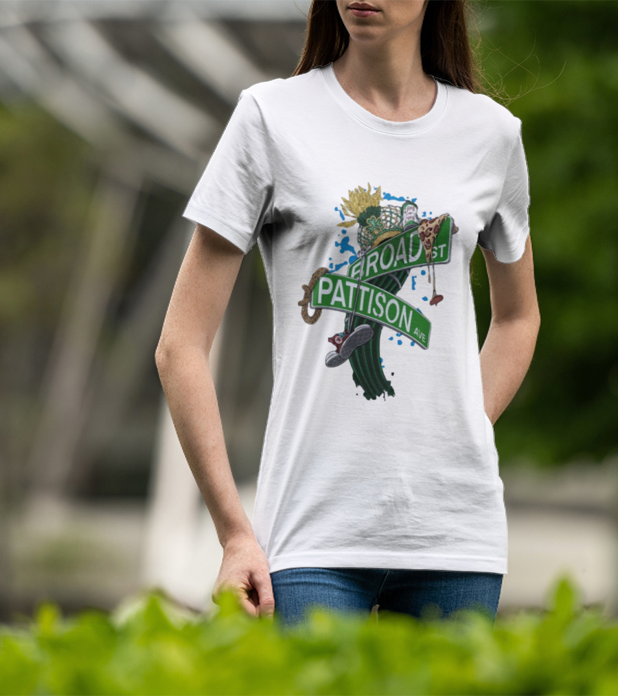 Philadelphia Eagles Broad St Pattison Ave Street Signs Pizza Cheesesteak Sunflower Clover T-Shirt