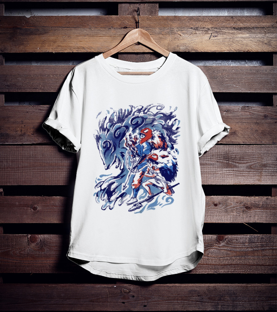 Princess Mononoke Ashitaka San Forest Spirit Wolf Scene T-Shirt